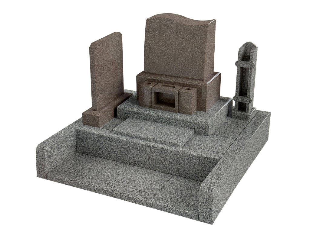 波型トップの洋墓
茶御影石×グレー御影石
ツートンの曲線デザイン